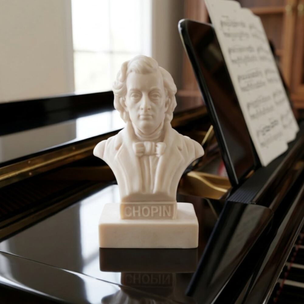 Vintage Halbe Chopin Plastic Bust | 4.5" Composer Figurine | Piano Gift Decor